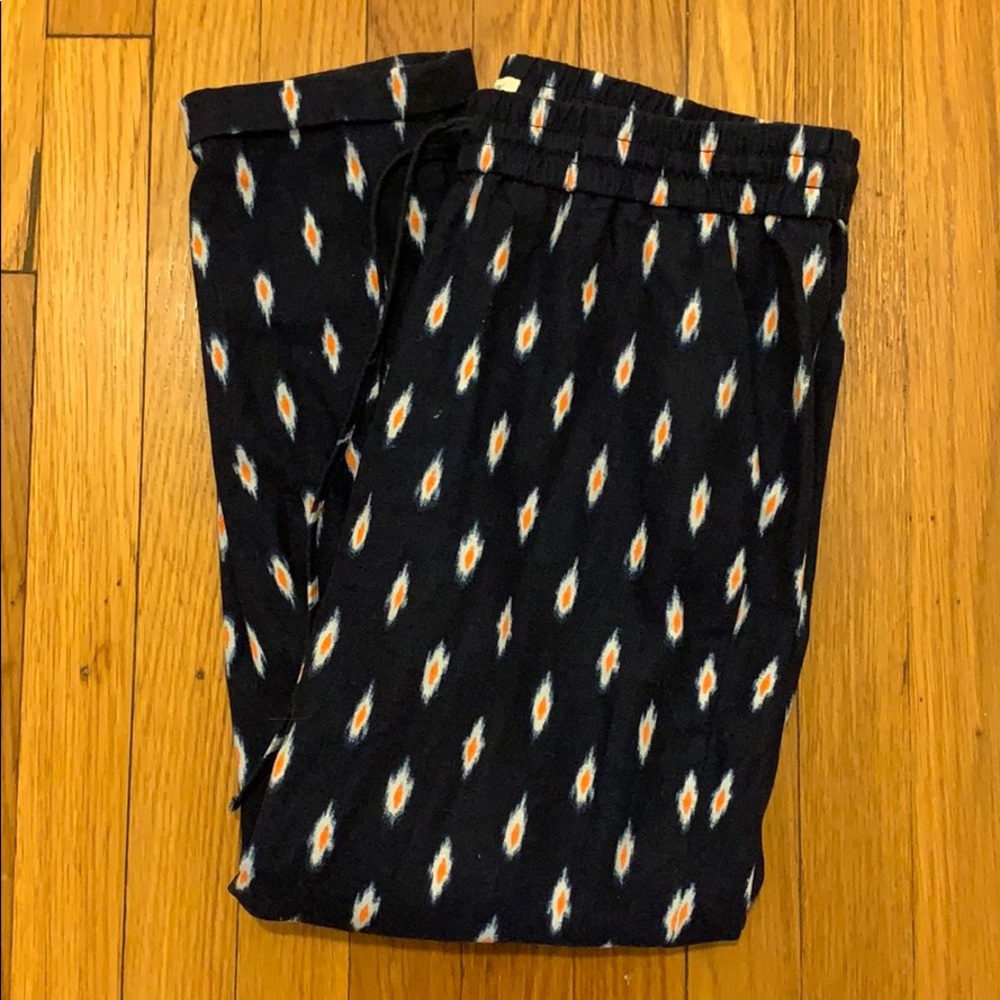 J.CREW LINEN PATTERNED PANTS W/ POCKETS